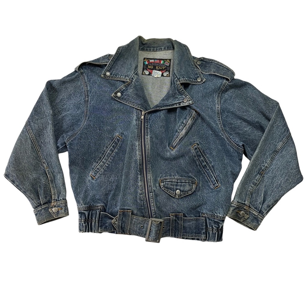 Jordache No Exit Medium Wash Vintage Zip Up Denim Jacket Medium
